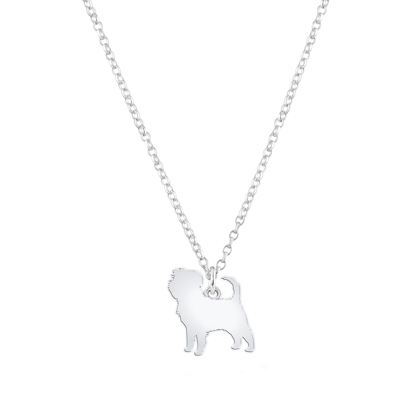 Affenpinscher Silhouette Silver Necklace - Personalised - MYLEE London