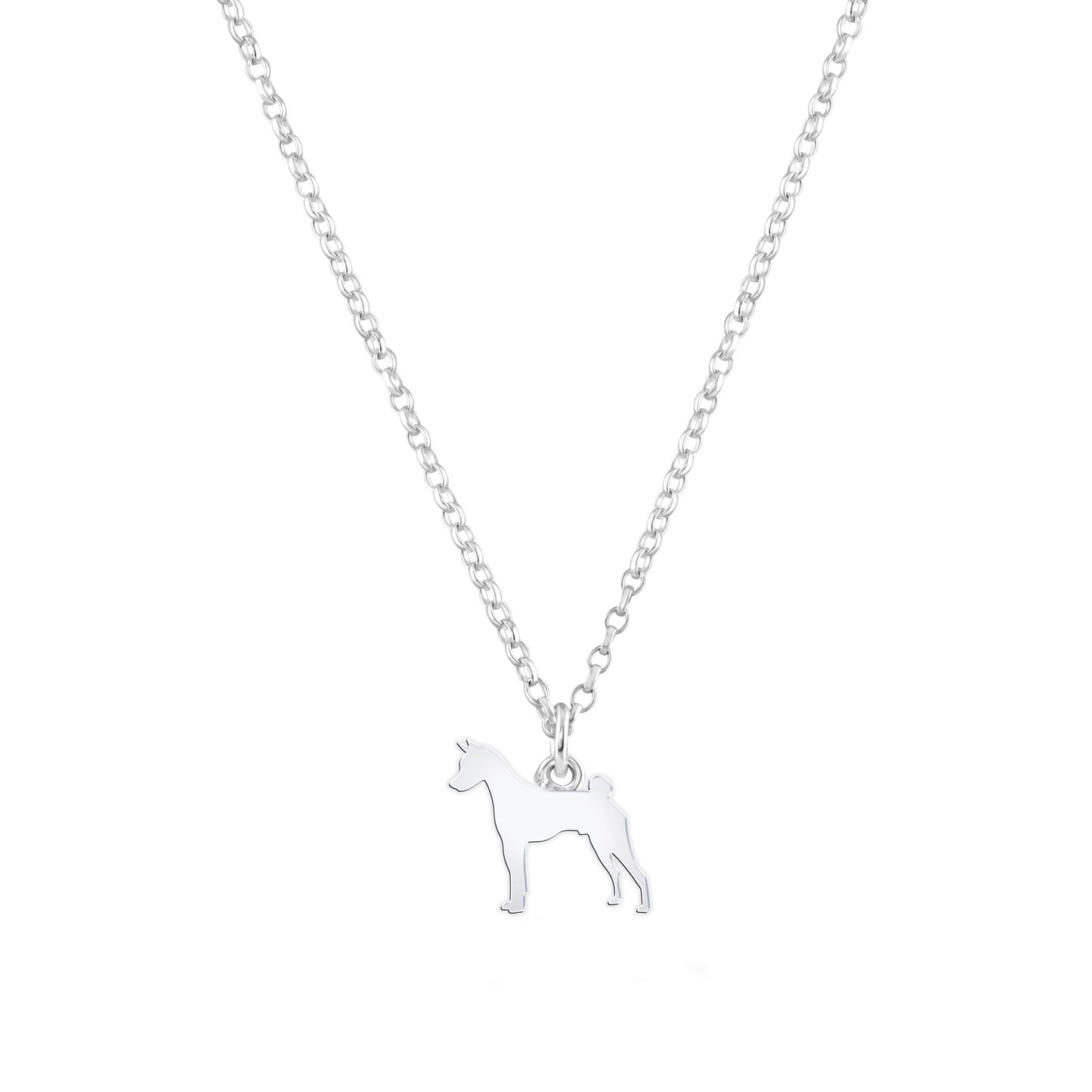 Basenji Silhouette Silver Necklace - Personalised - MYLEE London