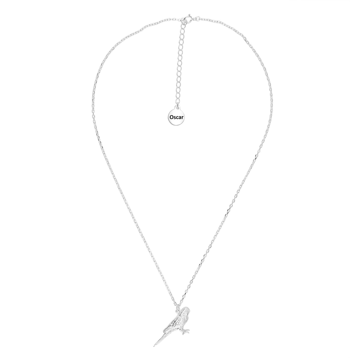 Budgie Silver Necklace - Personalised - MYLEE London