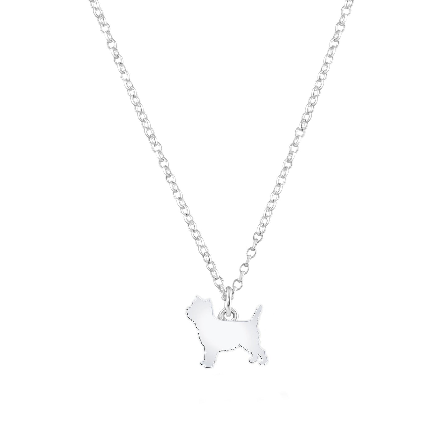 Cairn Terrier Silhouette Silver Necklace - Personalised - MYLEE London