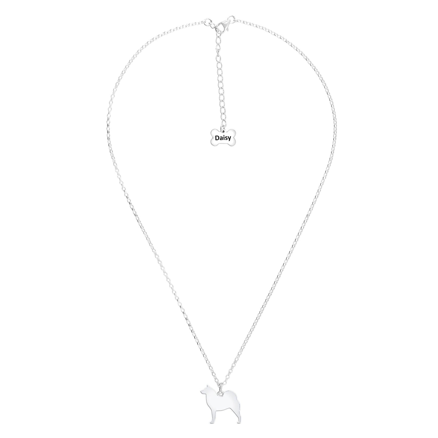 Finnish Spitz Silhouette Silver Necklace - Personalised - MYLEE London