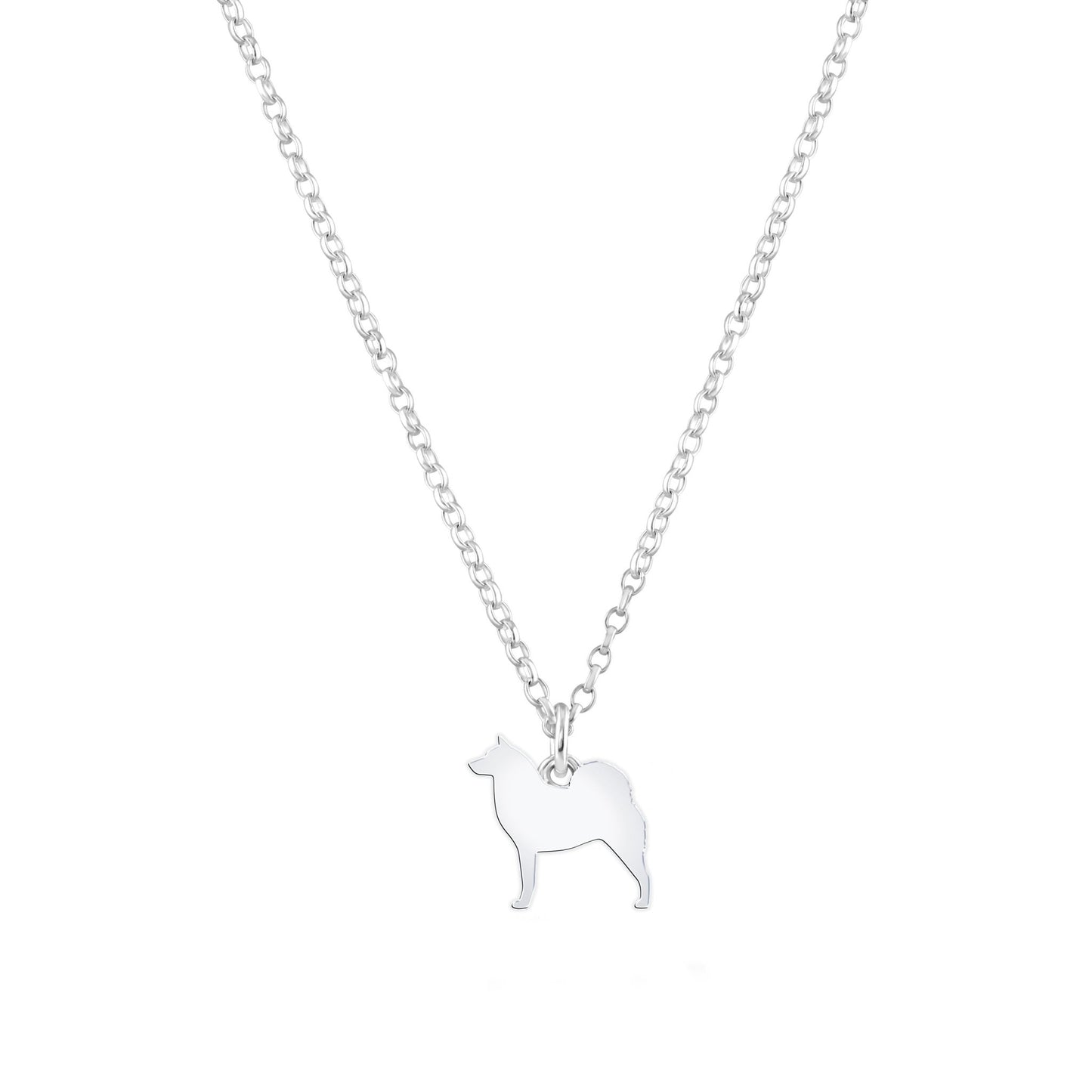 Finnish Spitz Silhouette Silver Necklace - Personalised - MYLEE London