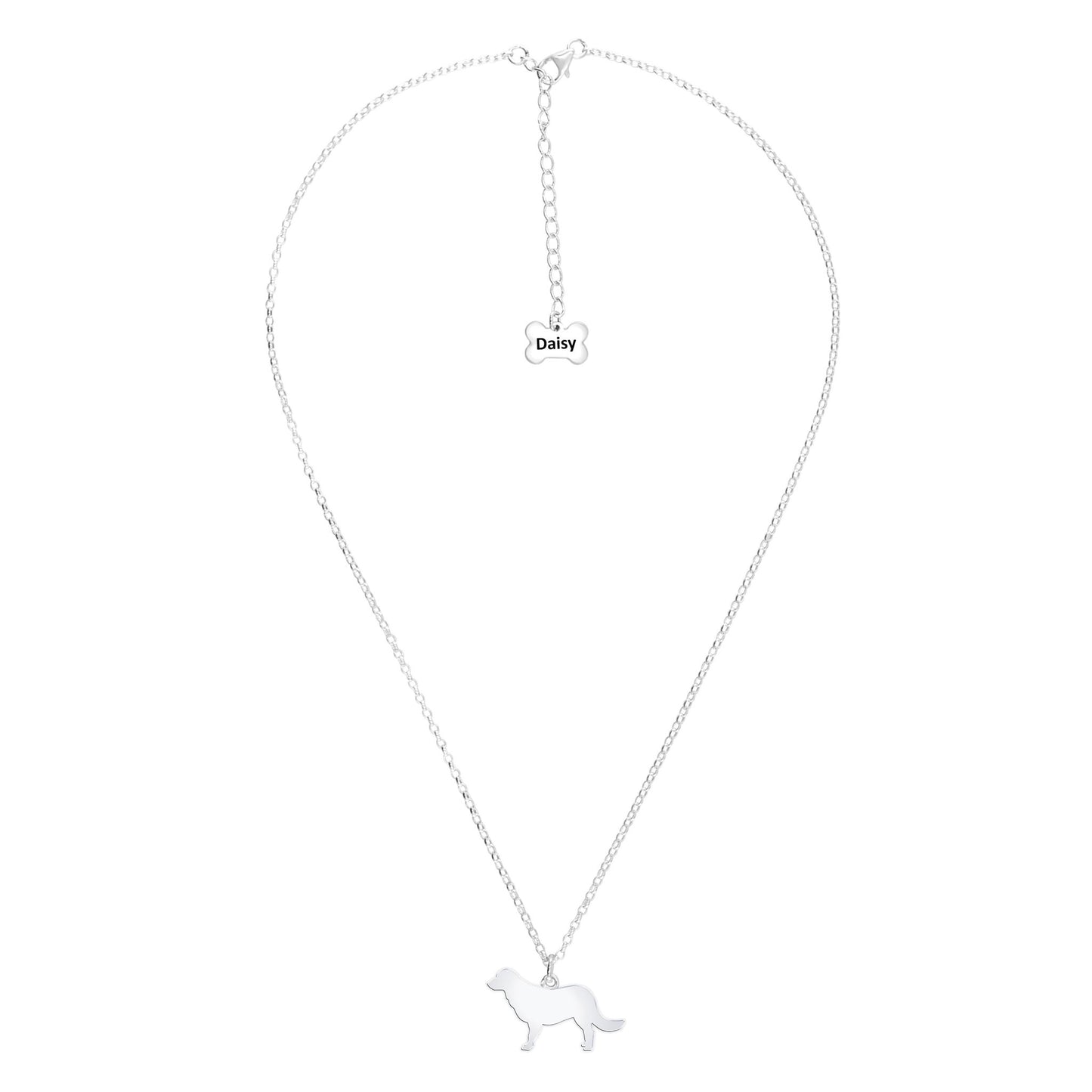 Flat - Coated Retriever Silhouette Silver Necklace - Personalised - MYLEE London