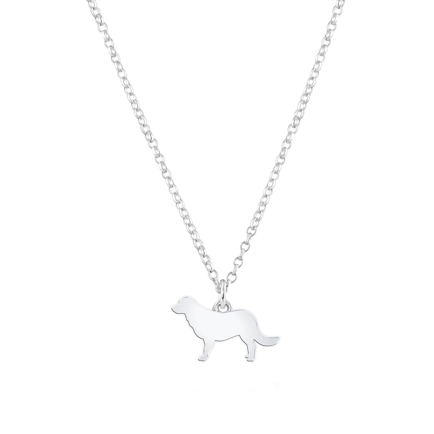 Flat - Coated Retriever Silhouette Silver Necklace - Personalised - MYLEE London