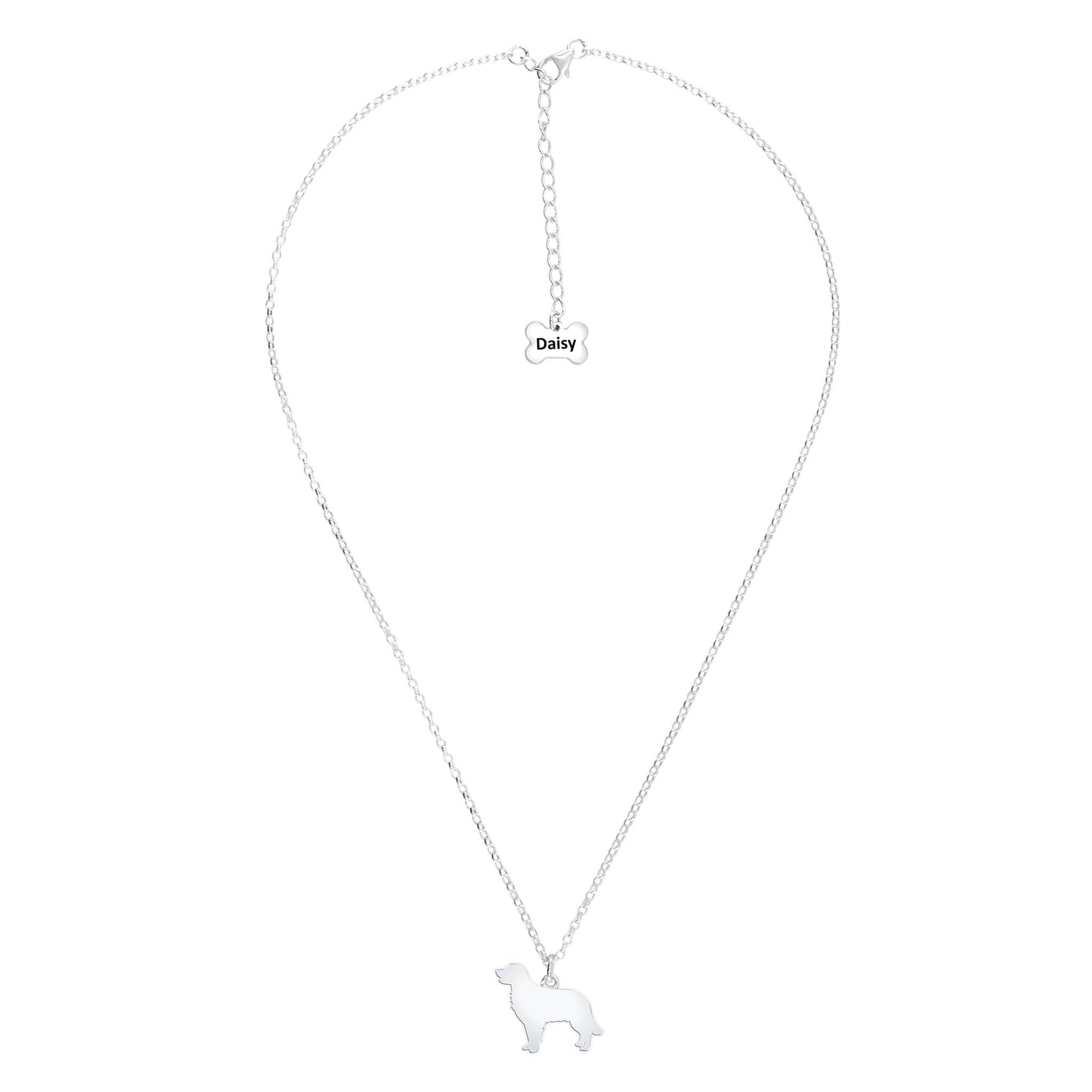 Golden Retriever Silhouette Silver Necklace - Personalised - MYLEE London