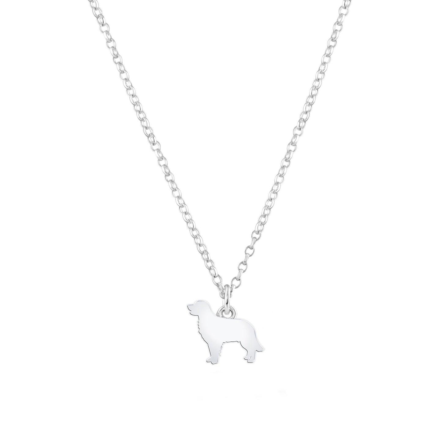 Golden Retriever Silhouette Silver Necklace - Personalised - MYLEE London