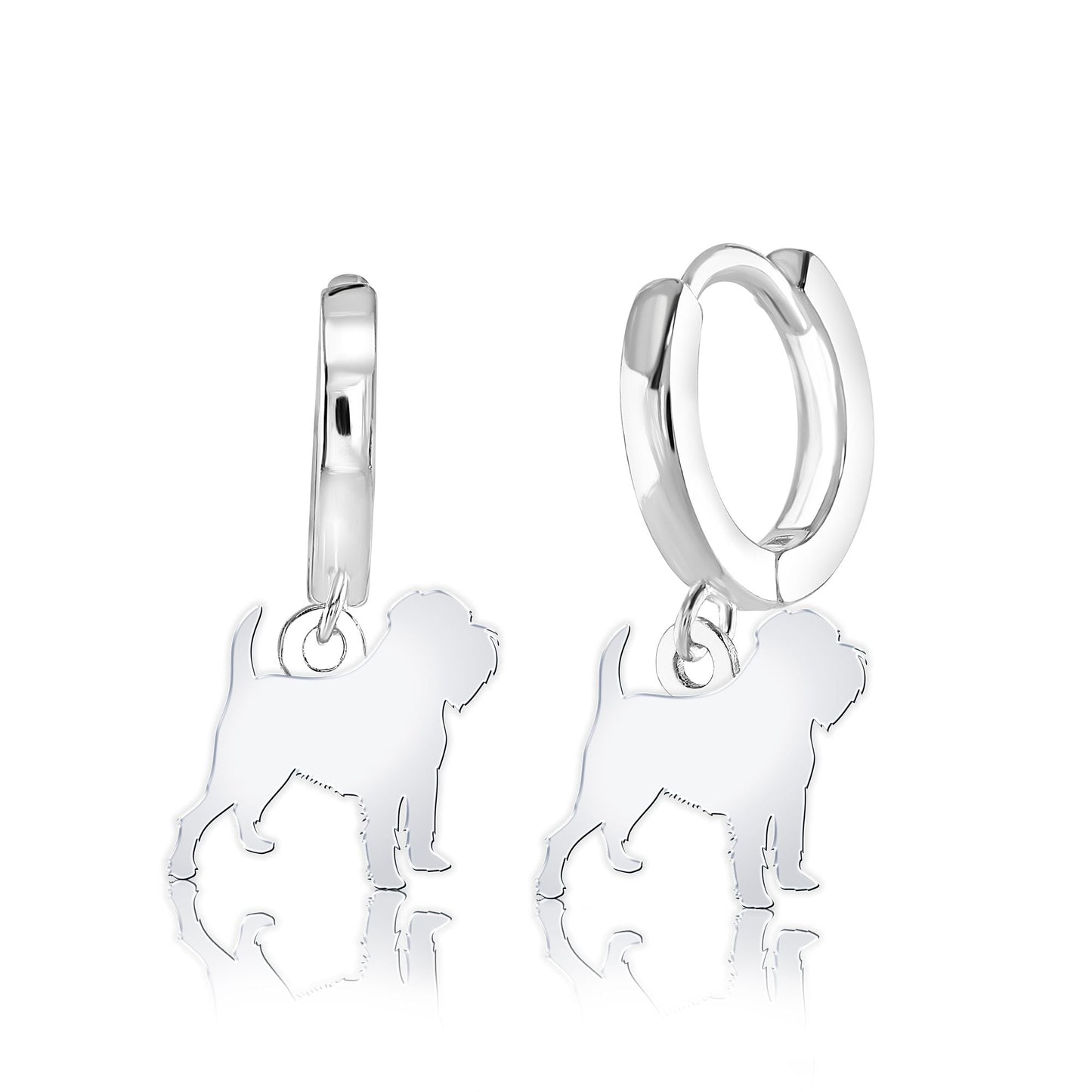 Griffon Bruxellois Silhouette Silver Earrings - MYLEE London