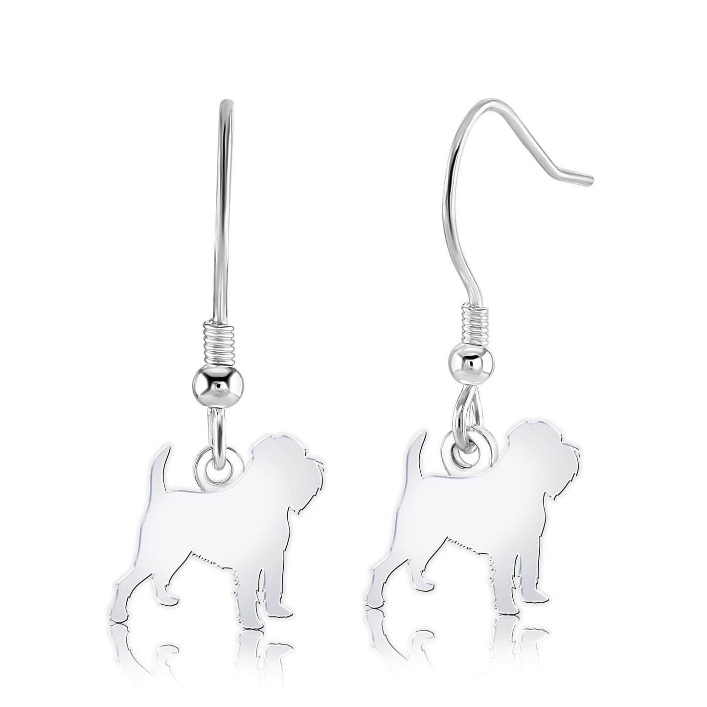 Griffon Bruxellois Silhouette Silver Earrings - MYLEE London