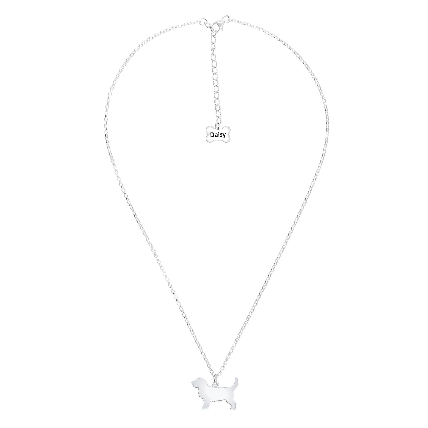Griffon Fauve De Bretagne Silhouette Silver Necklace - Personalised - MYLEE London