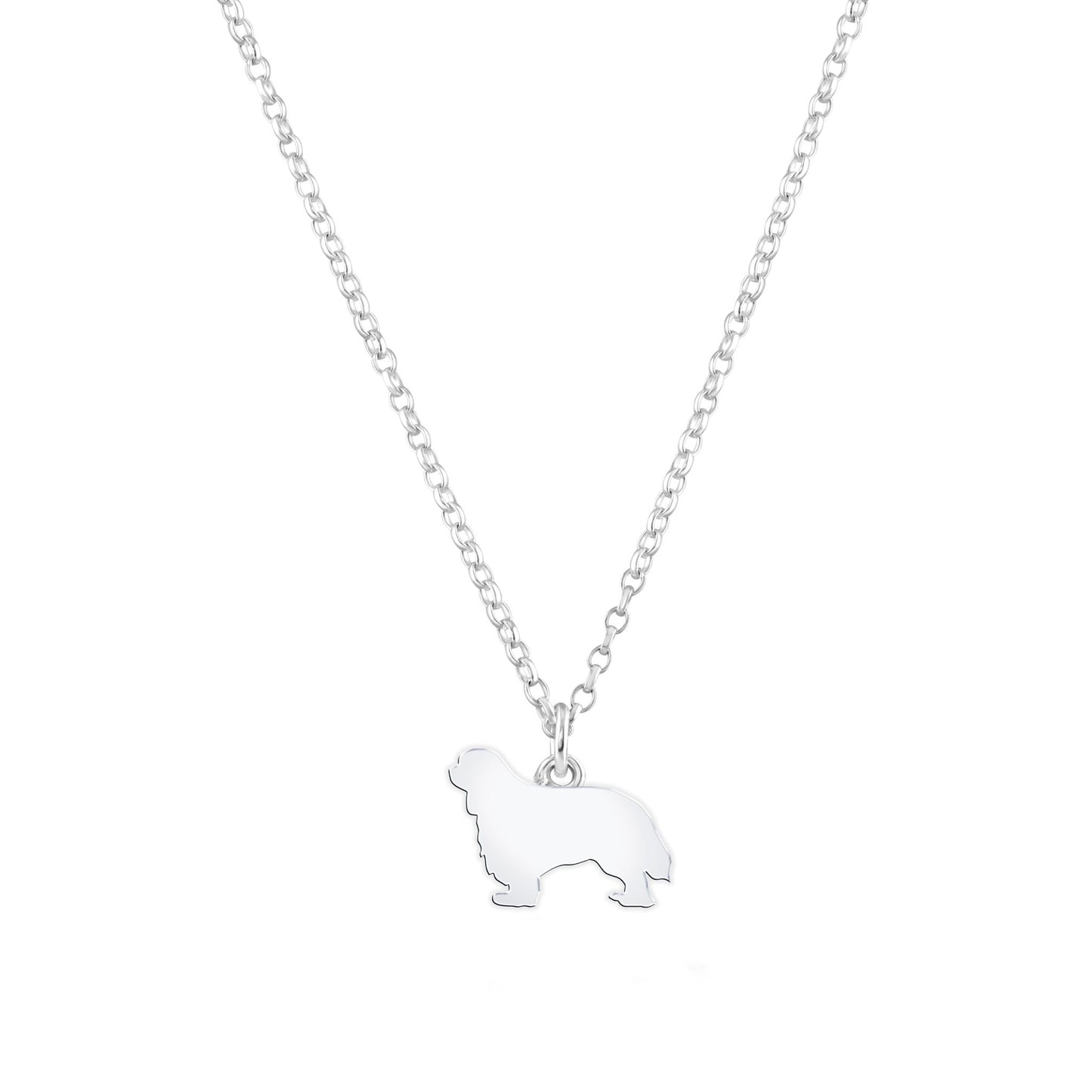 King Charles Spaniel Silhouette Silver Necklace - Personalised - MYLEE London