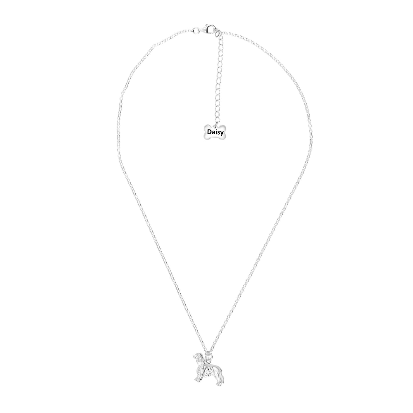 King Charles Spaniel Silver Necklace - Personalised - MYLEE London