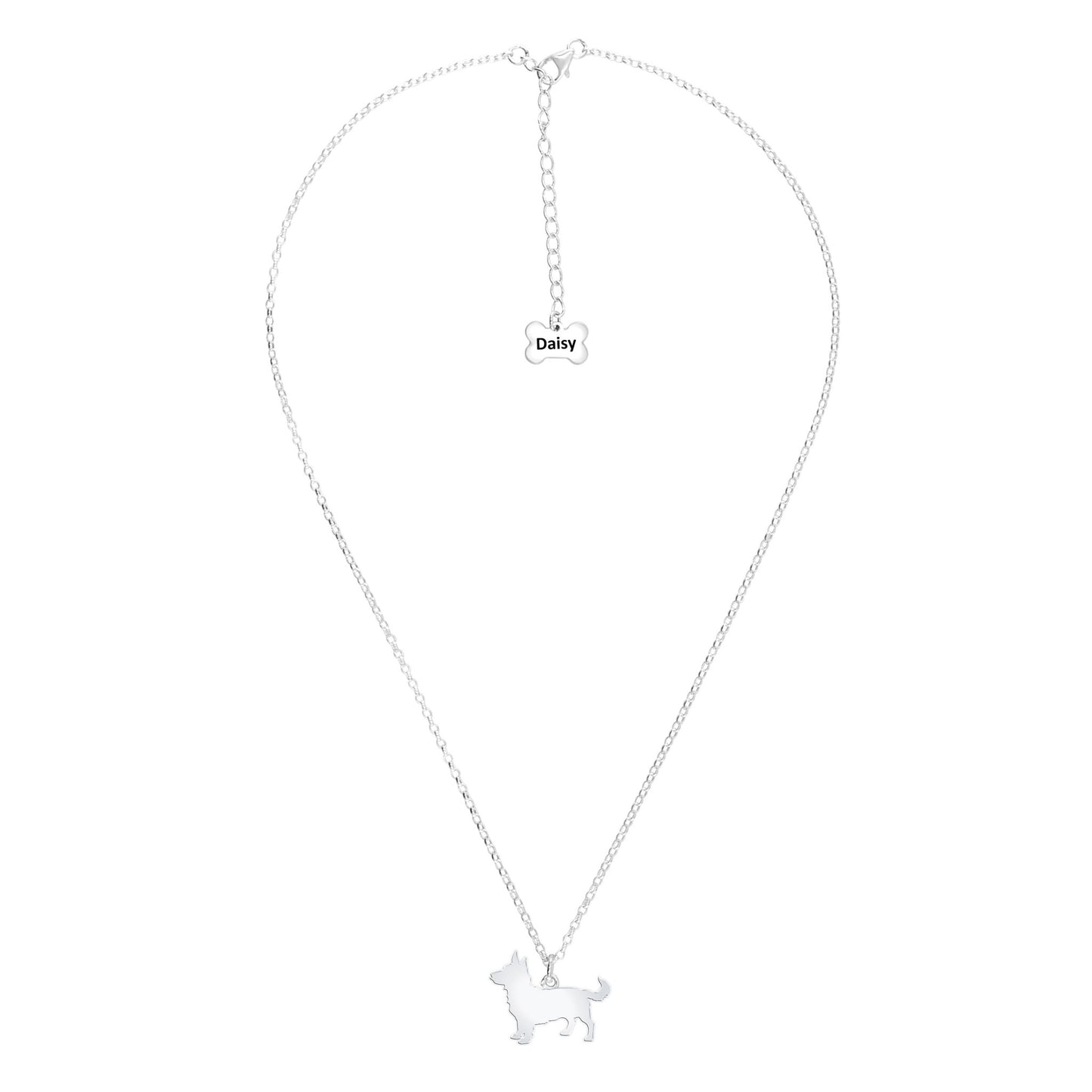 Lancashire Heeler Silhouette Silver Necklace - Personalised - MYLEE London