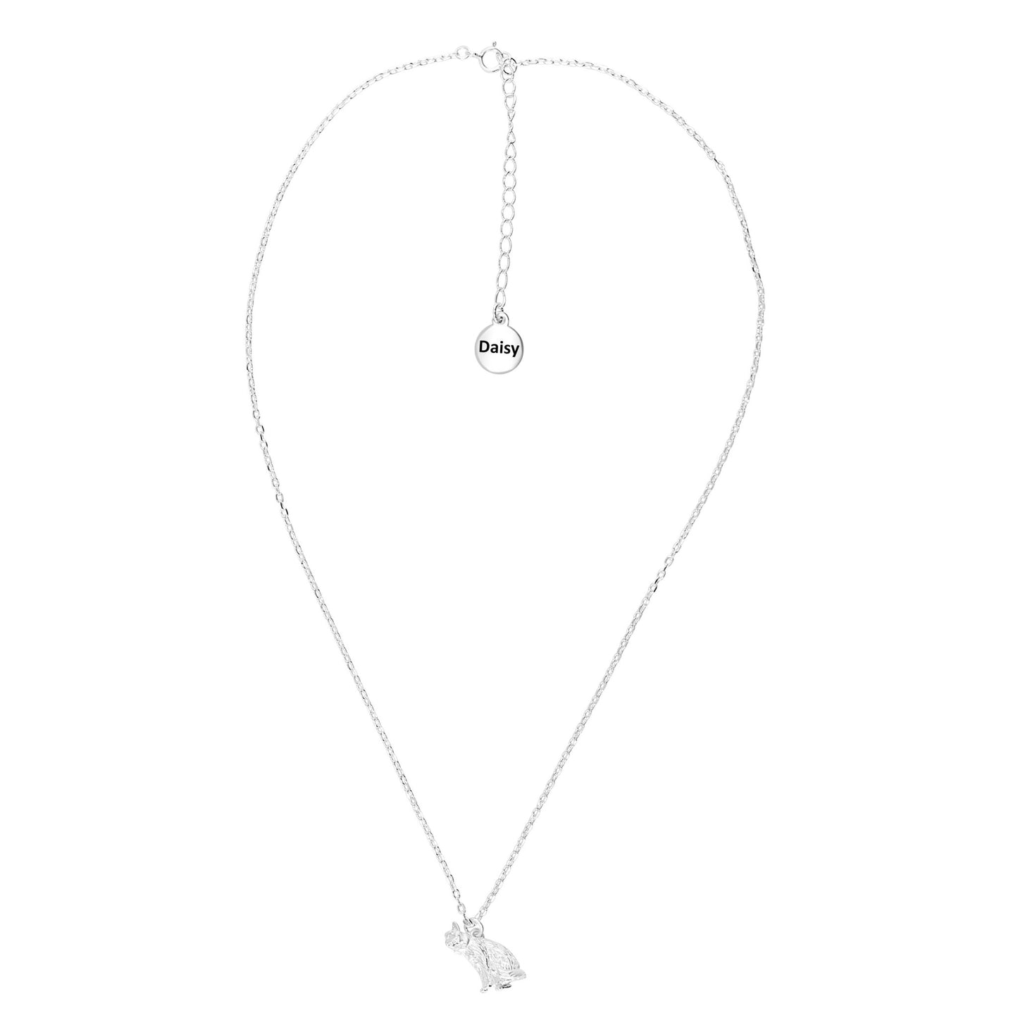 Long - Haired Cat Silver Necklace - Personalised - MYLEE London