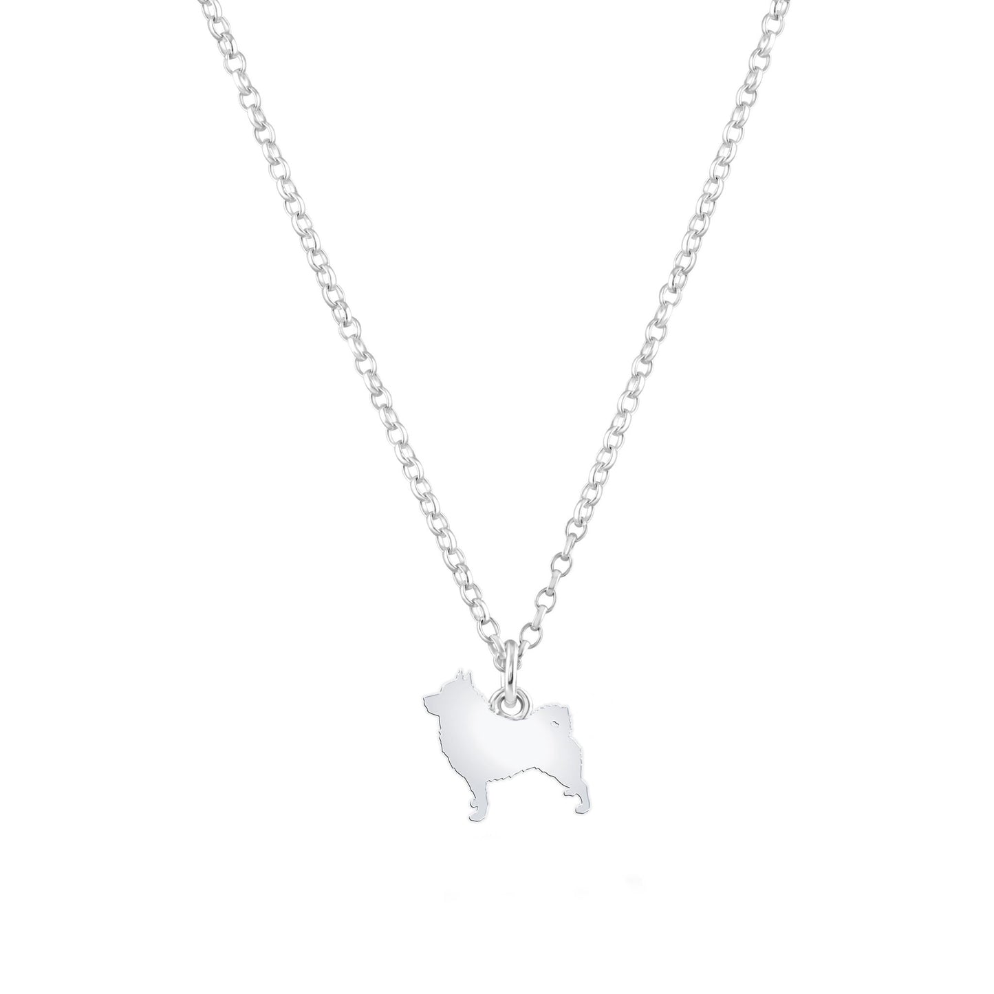 Norwegian Elkhound Silhouette Silver Necklace - Personalised - MYLEE London