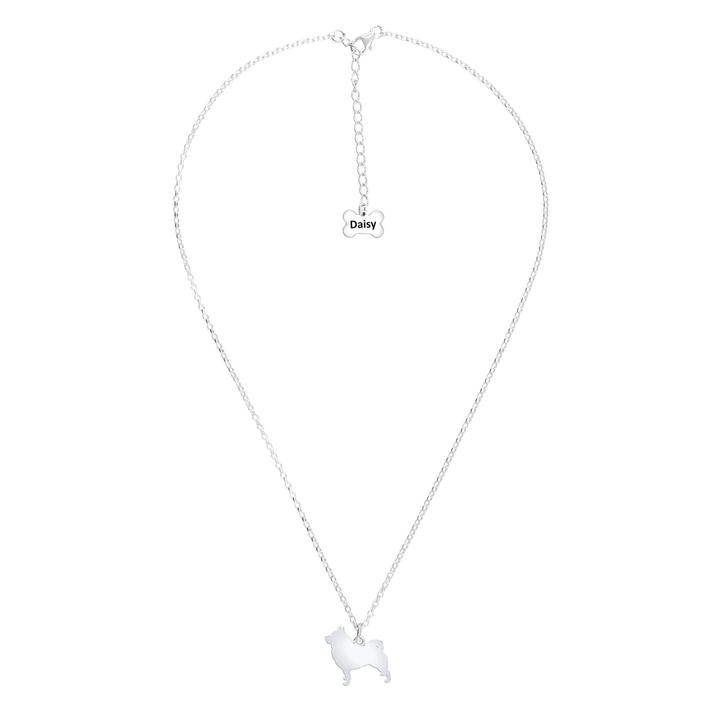 Norwegian Elkhound Silhouette Silver Necklace - Personalised - MYLEE London