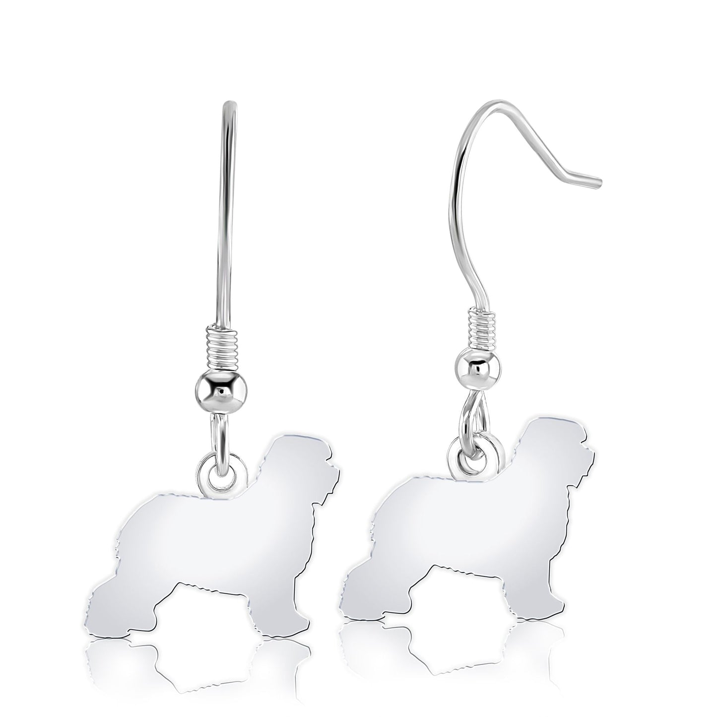 Old English Sheepdog Silhouette Silver Earrings - MYLEE London
