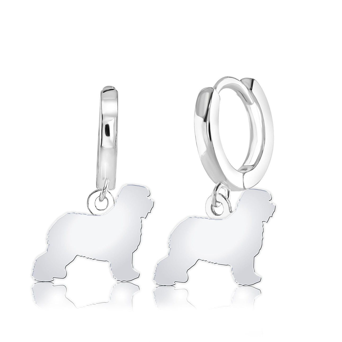 Old English Sheepdog Silhouette Silver Earrings - MYLEE London