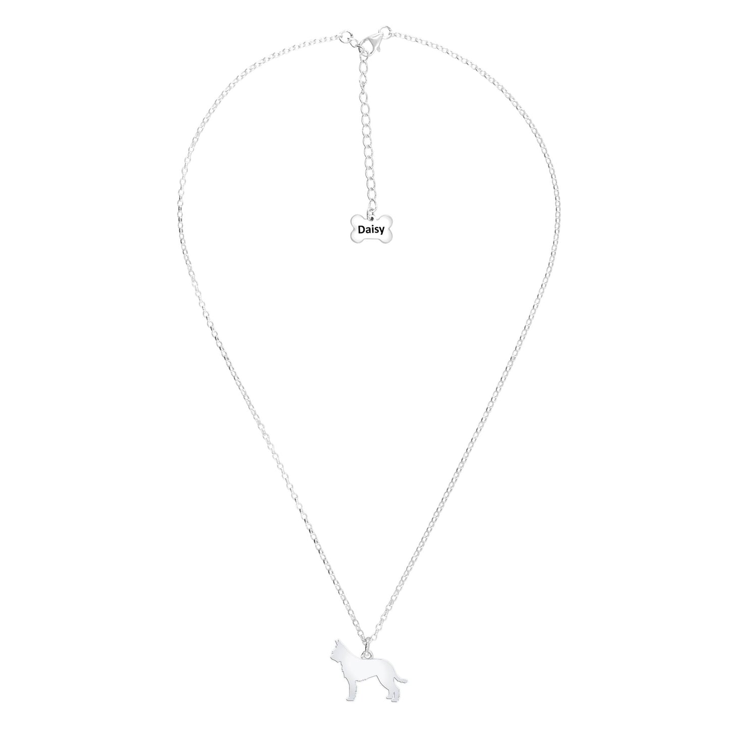 Picardy Sheepdog Silhouette Silver Necklace - Personalised - MYLEE London