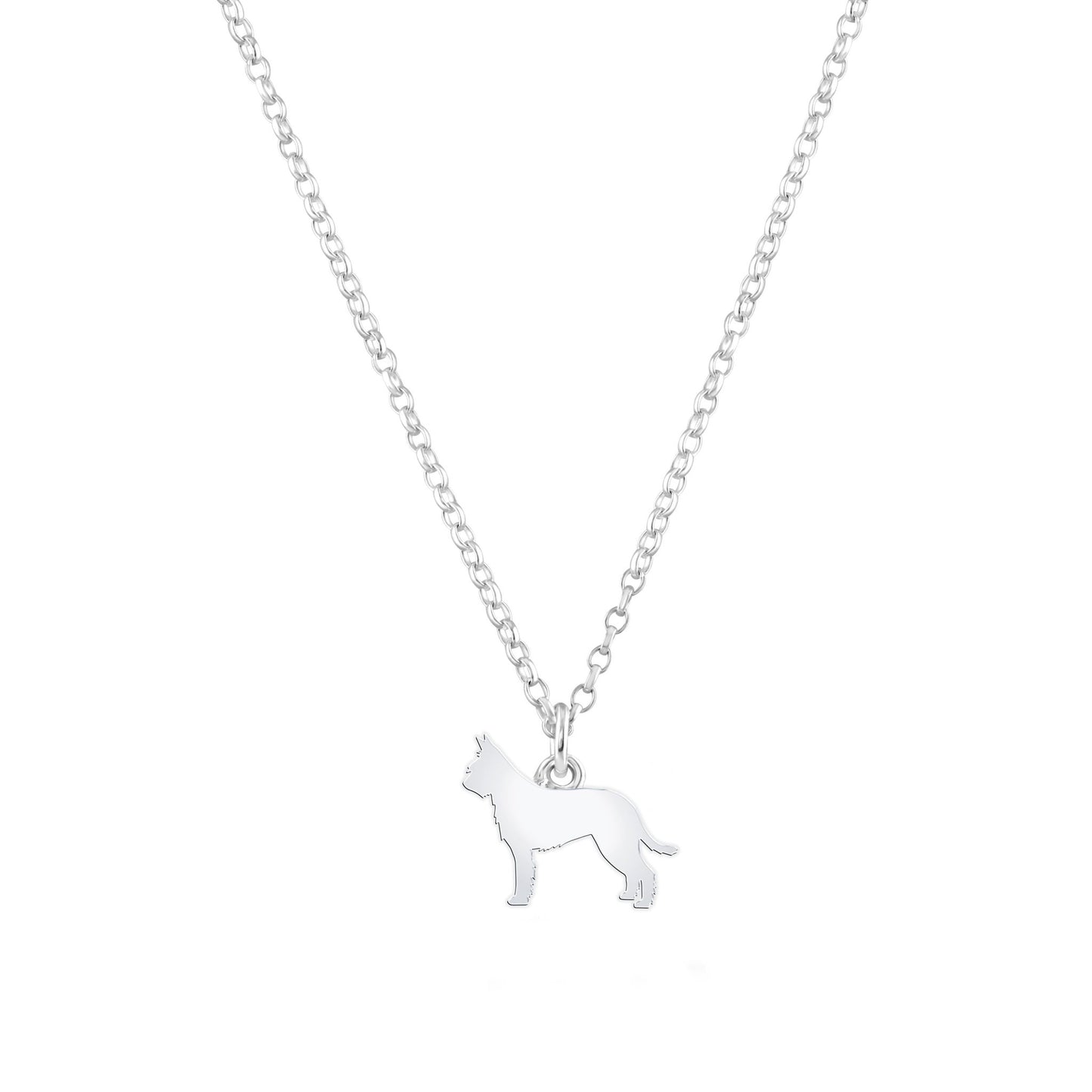 Picardy Sheepdog Silhouette Silver Necklace - Personalised - MYLEE London