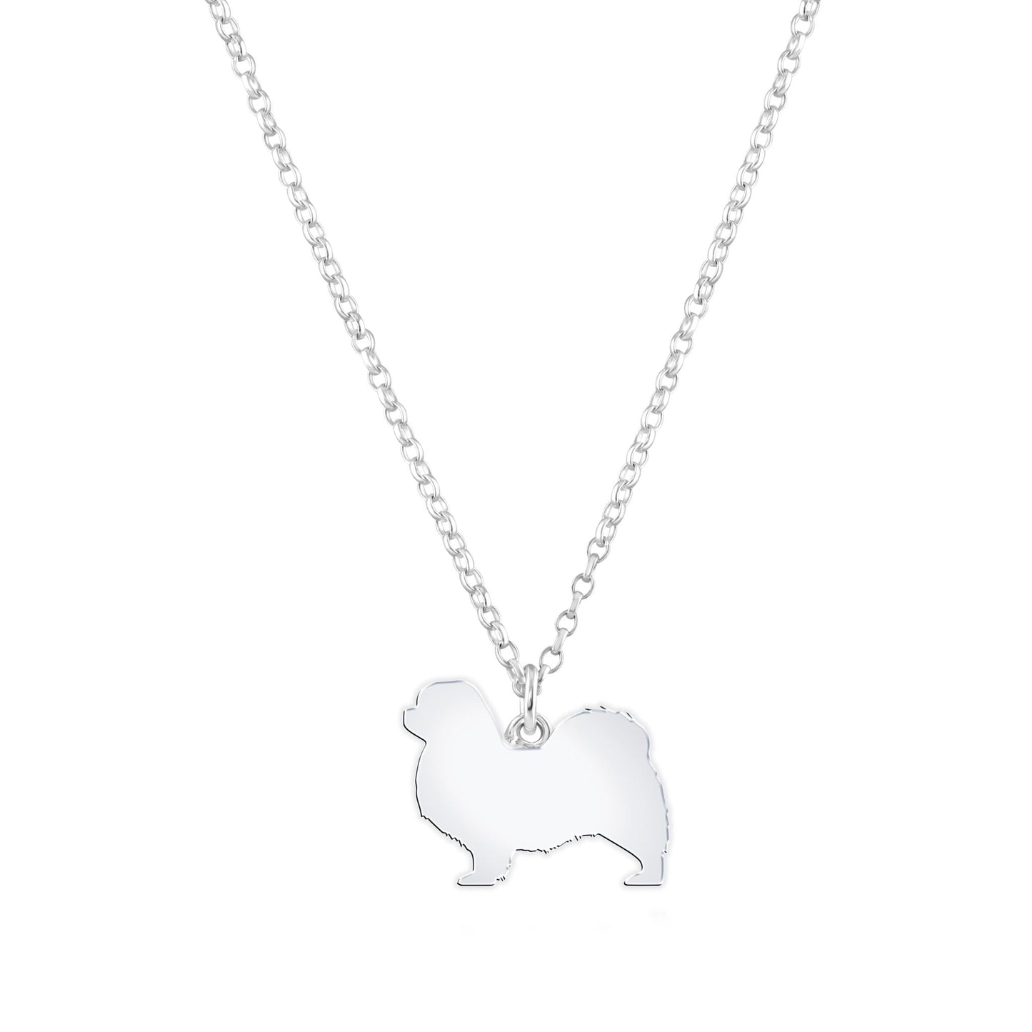 Tibetan Spaniel Silhouette Silver Necklace - Personalised - MYLEE London