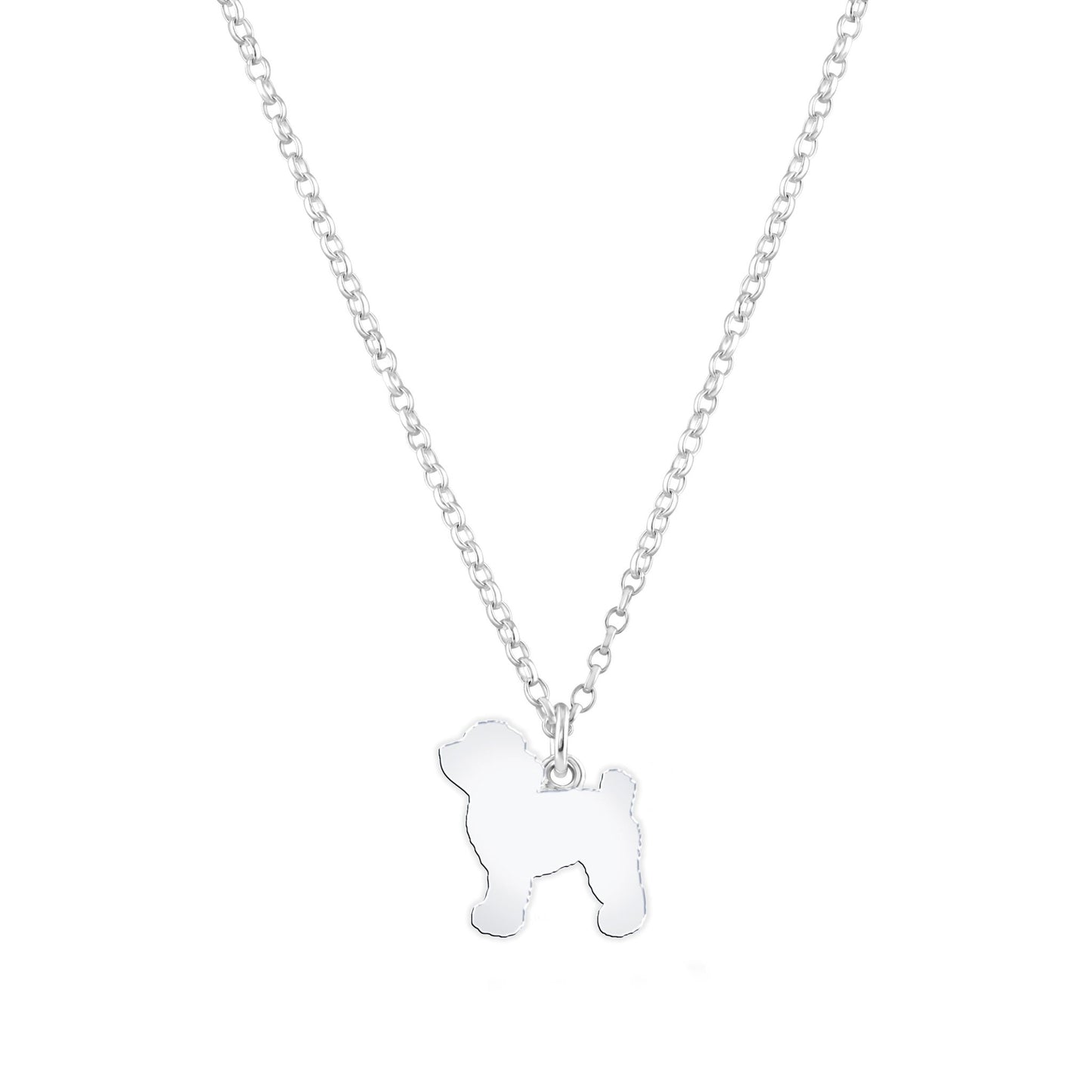 Toy Poodle Silhouette Silver Necklace - Personalised - MYLEE London