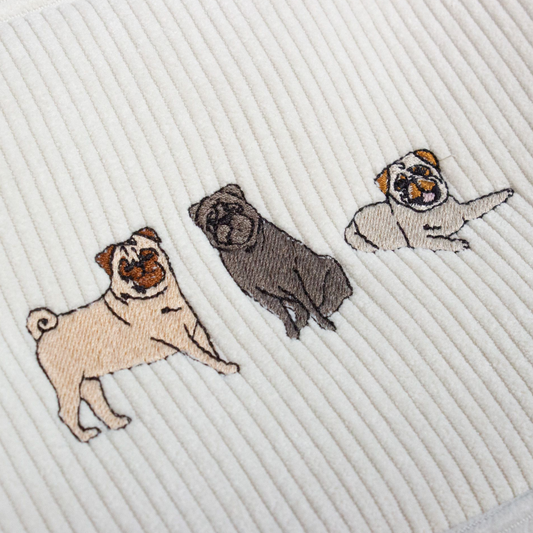 Pug Embroidered Make-Up Cosmetics Bag