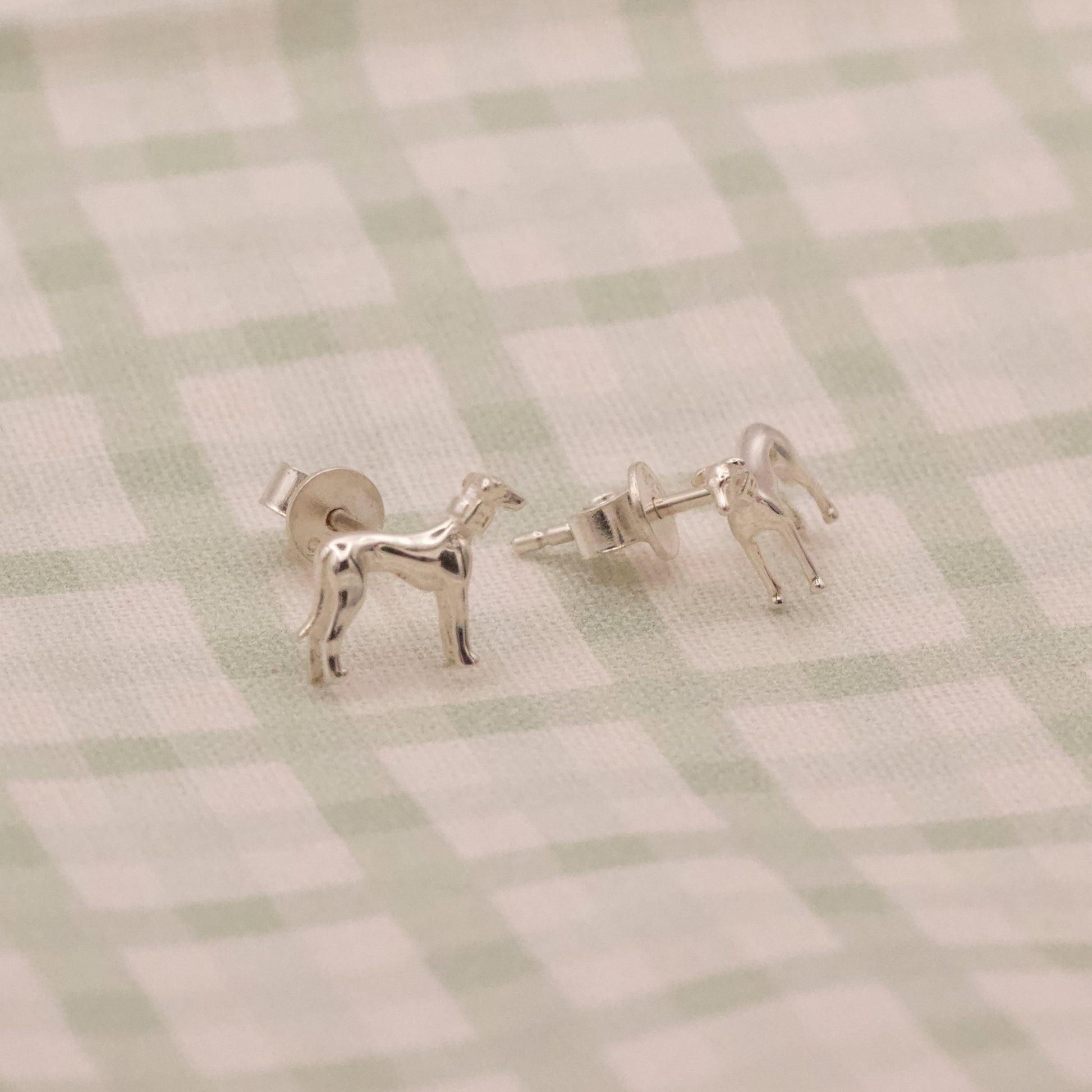 3D Greyhound Silver Stud Earrings - MYLEE London
