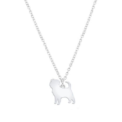 Affenpinscher Silhouette Silver Necklace - Personalised - MYLEE London