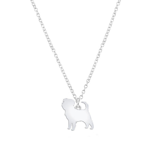 Affenpinscher Silhouette Silver Necklace - Personalised - MYLEE London