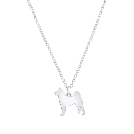 Akita Silhouette Silver Necklace - Personalised - MYLEE London