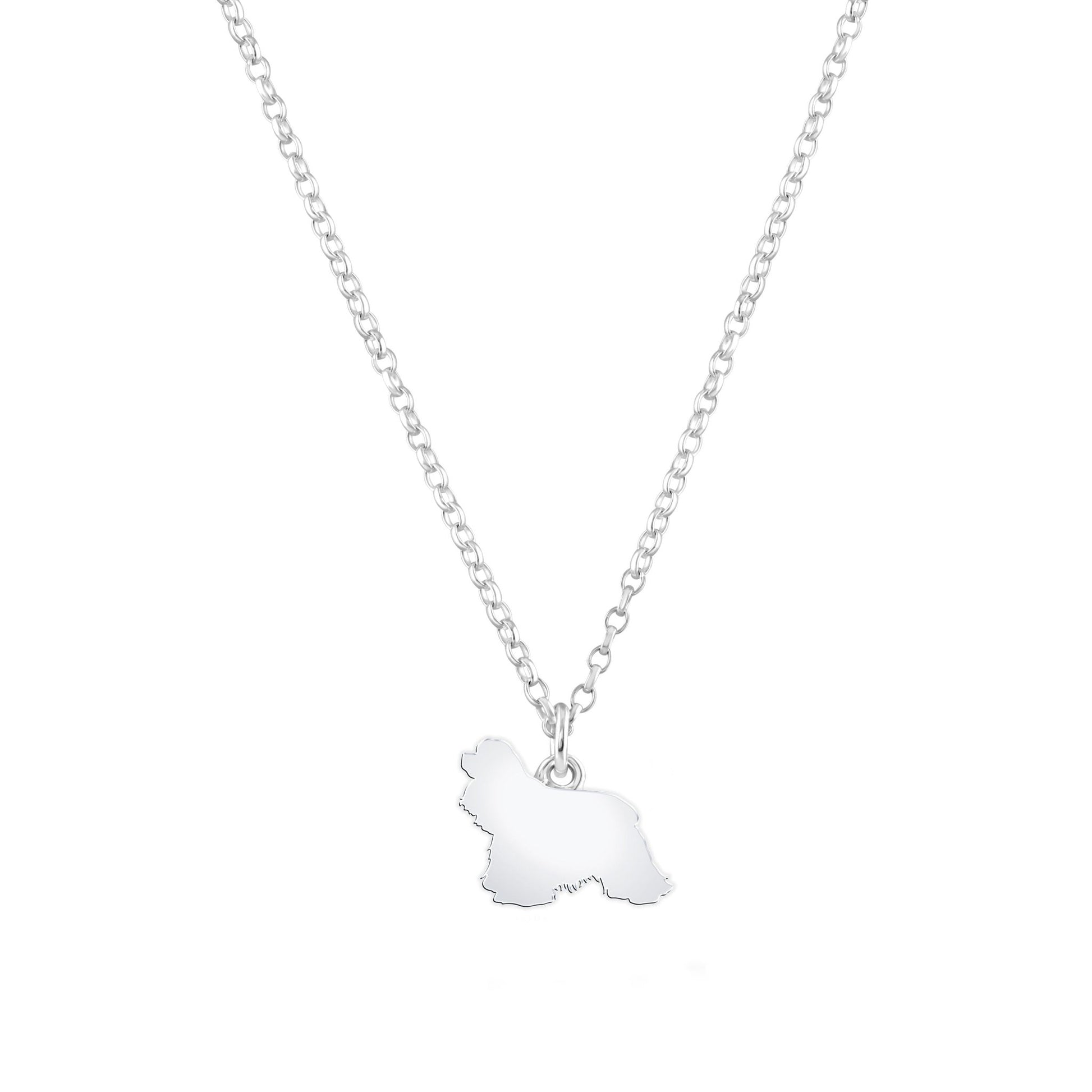 American Cocker Spaniel Silhouette Silver Necklace - Personalised - MYLEE London