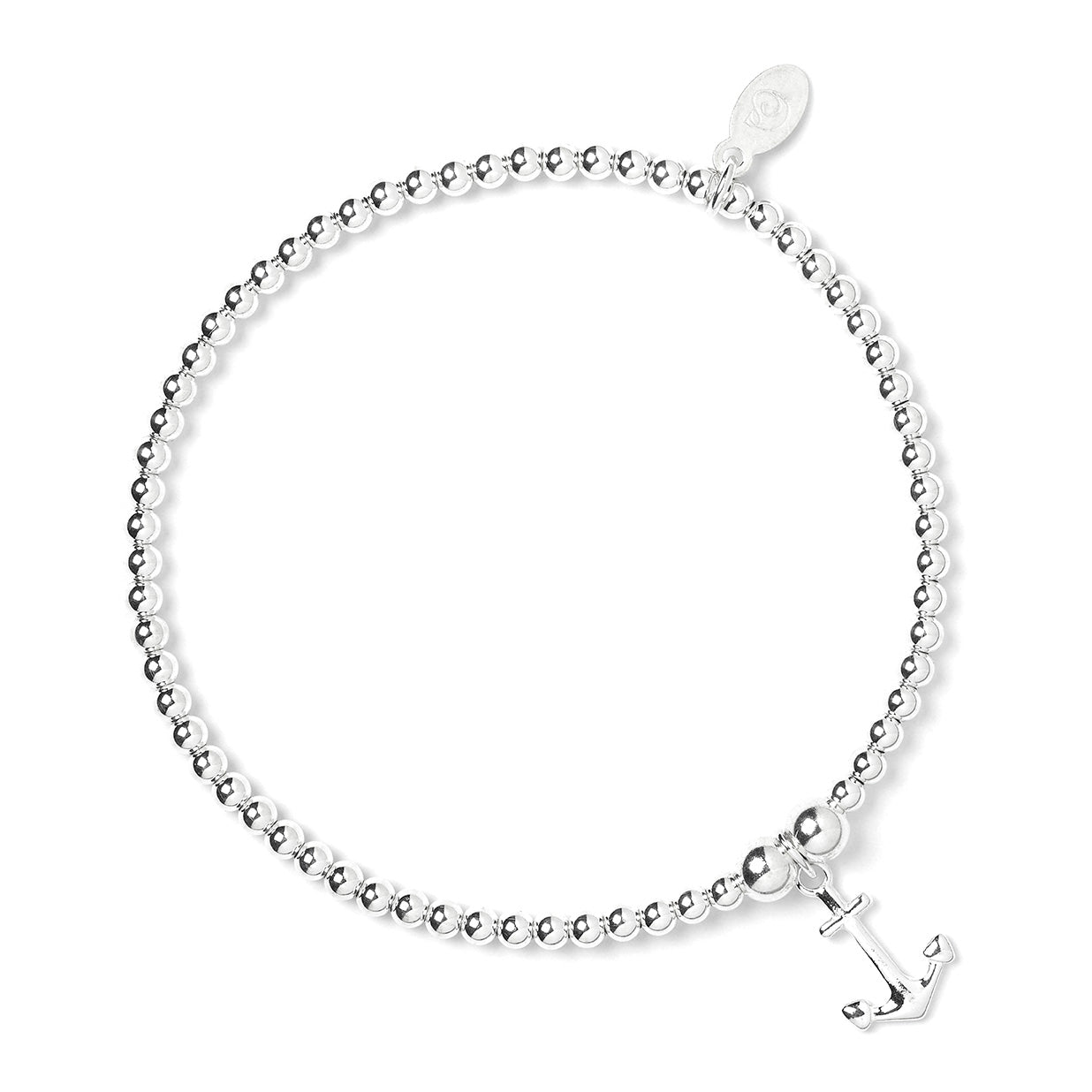 Anchor on Silver Ball Bead Bracelet - MYLEE London