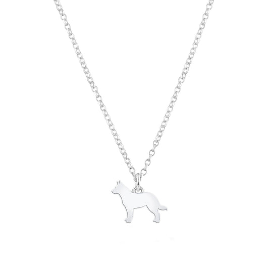 Australian Cattle Dog Silhouette Silver Necklace - Personalised - MYLEE London