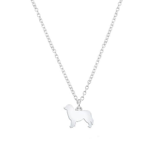 Australian Shepherd Silhouette Silver Necklace - Personalised - MYLEE London