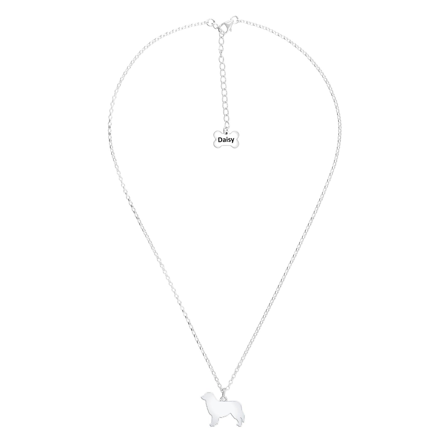 Australian Shepherd Silhouette Silver Necklace - Personalised - MYLEE London
