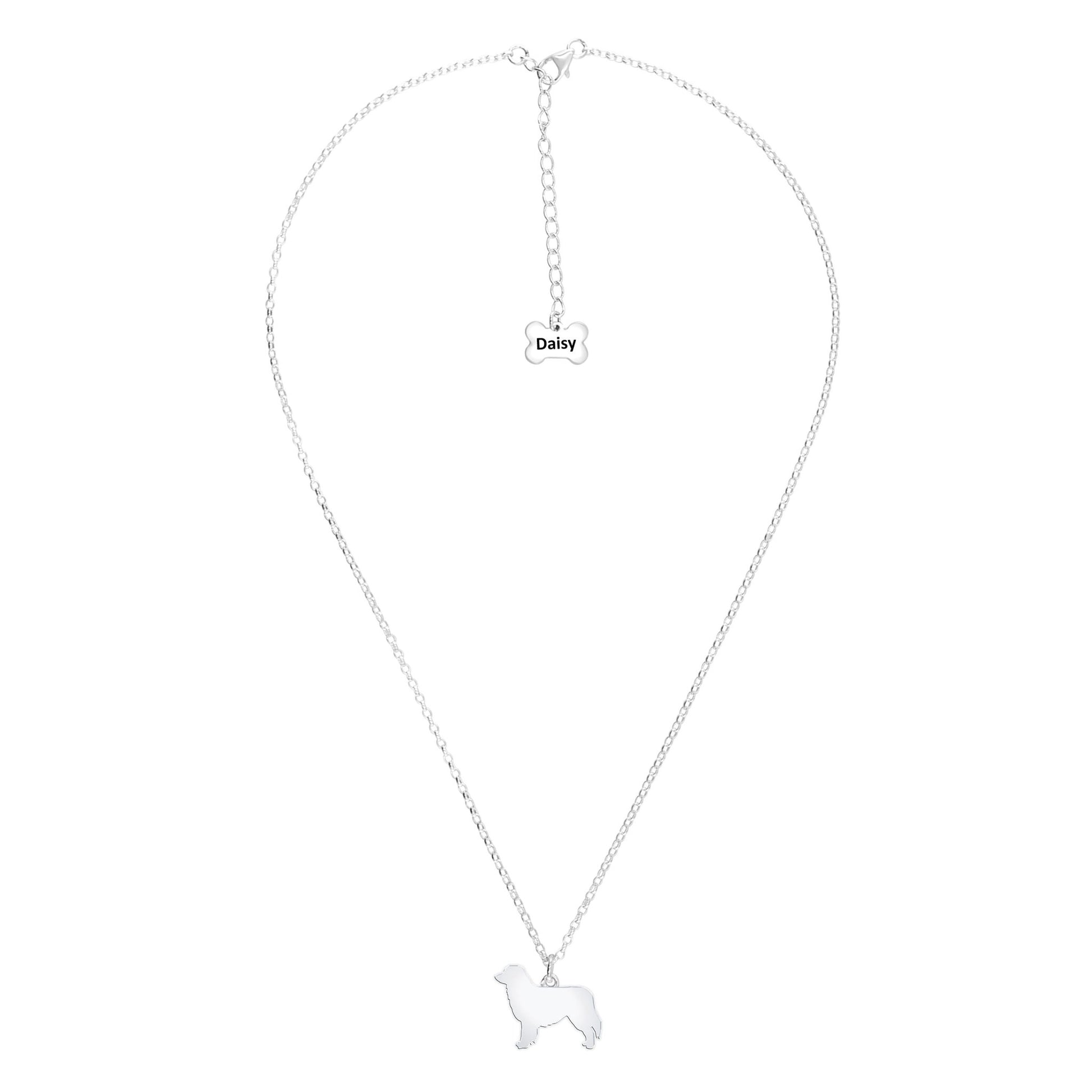 Australian Shepherd Silhouette Silver Necklace - Personalised - MYLEE London