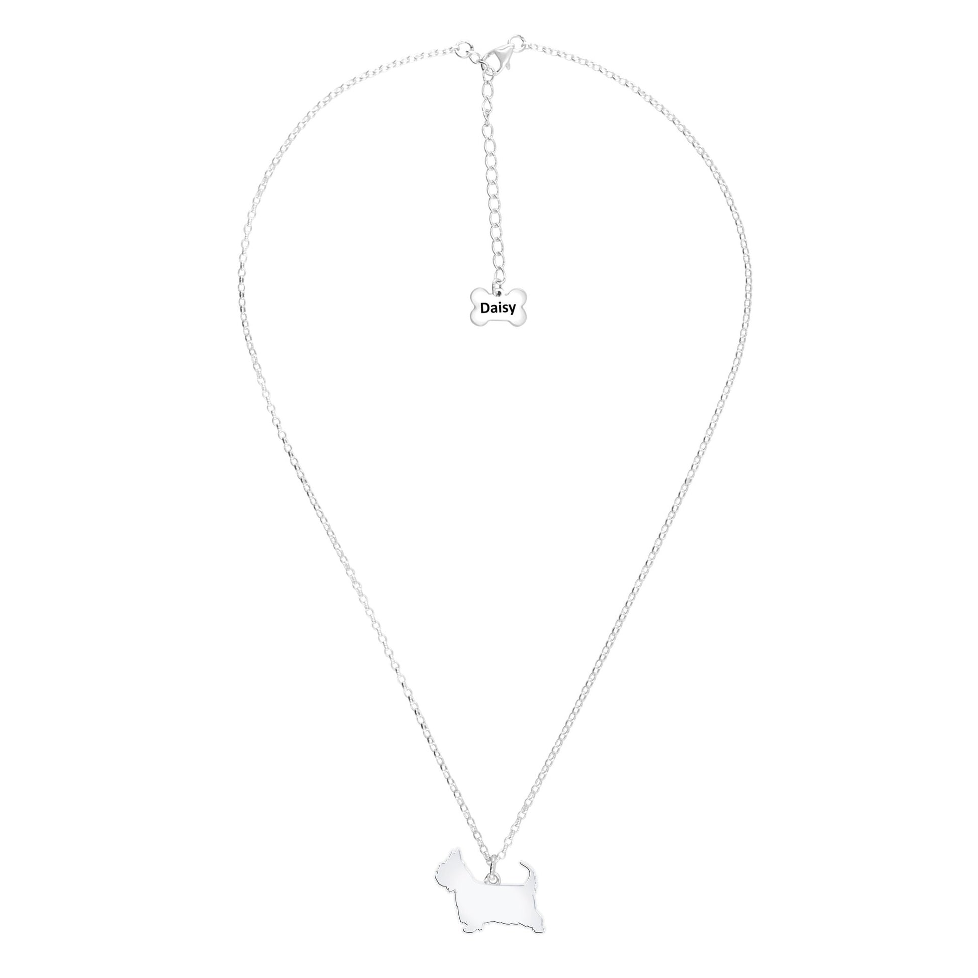 Australian Terrier Silhouette Silver Necklace - Personalised - MYLEE London