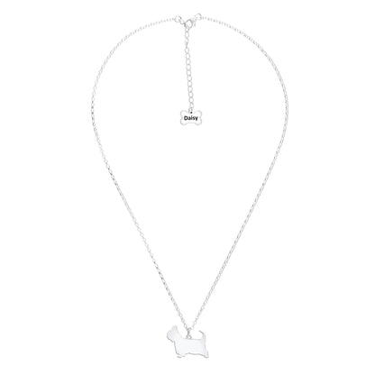Australian Terrier Silhouette Silver Necklace - Personalised - MYLEE London