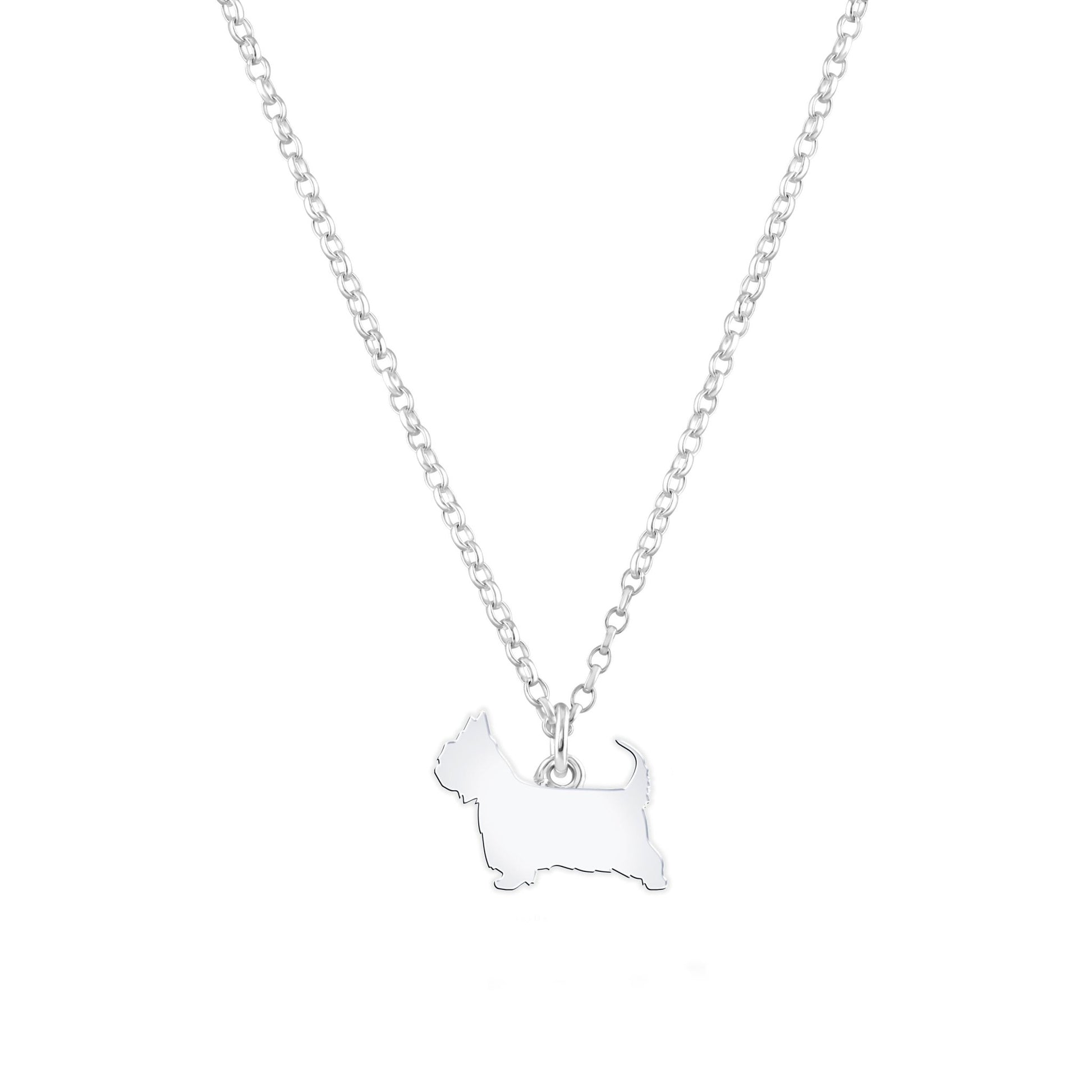 Australian Terrier Silhouette Silver Necklace - Personalised - MYLEE London