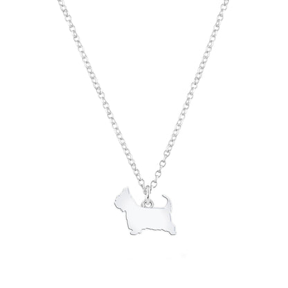 Australian Terrier Silhouette Silver Necklace - Personalised - MYLEE London