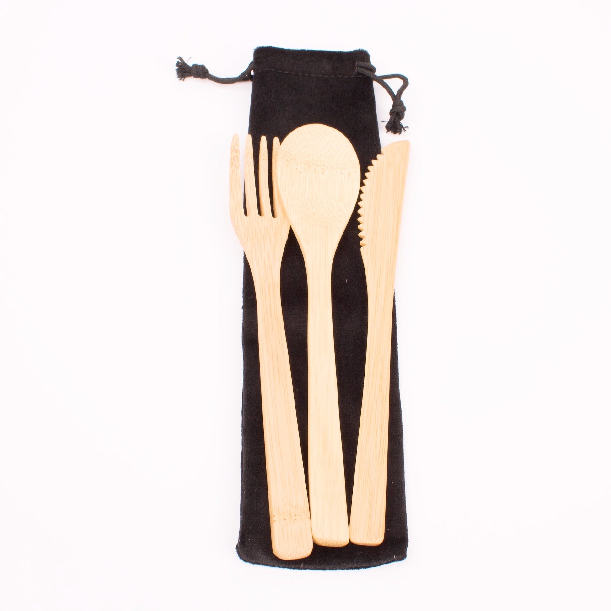 Bamboo Cutlery Set with Black Pouch - MYLEE London