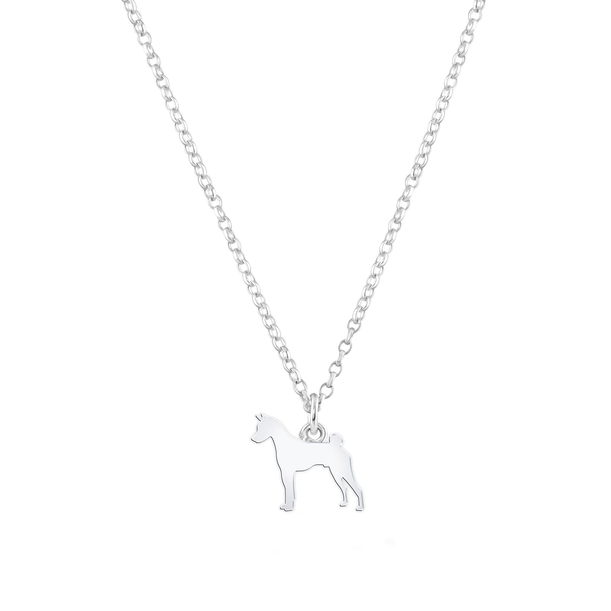 Basenji Silhouette Silver Necklace - Personalised - MYLEE London