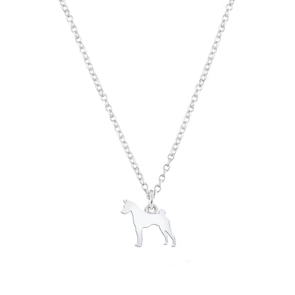 Basenji Silhouette Silver Necklace - Personalised - MYLEE London