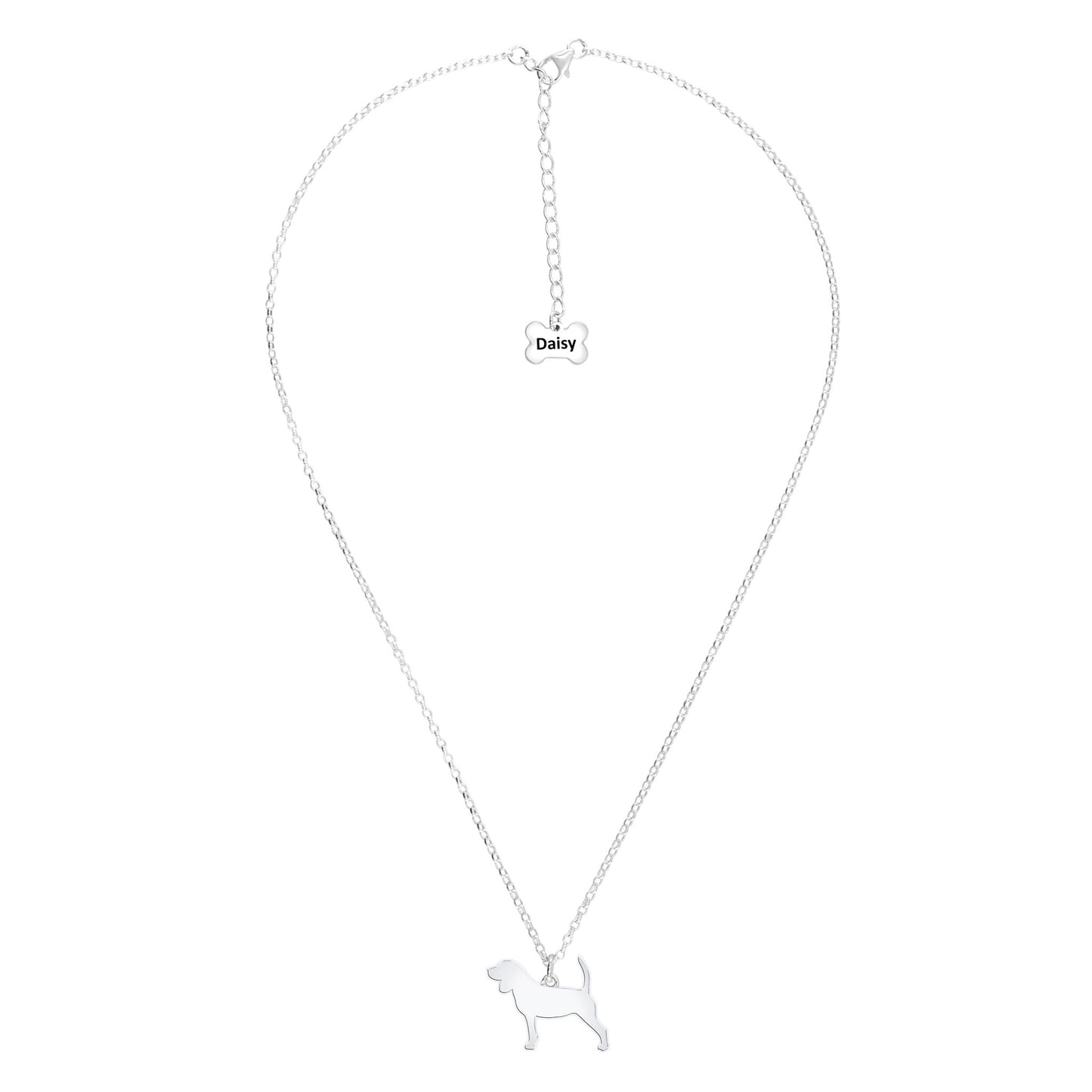 Beagle Silhouette Silver Necklace - Personalised - MYLEE London