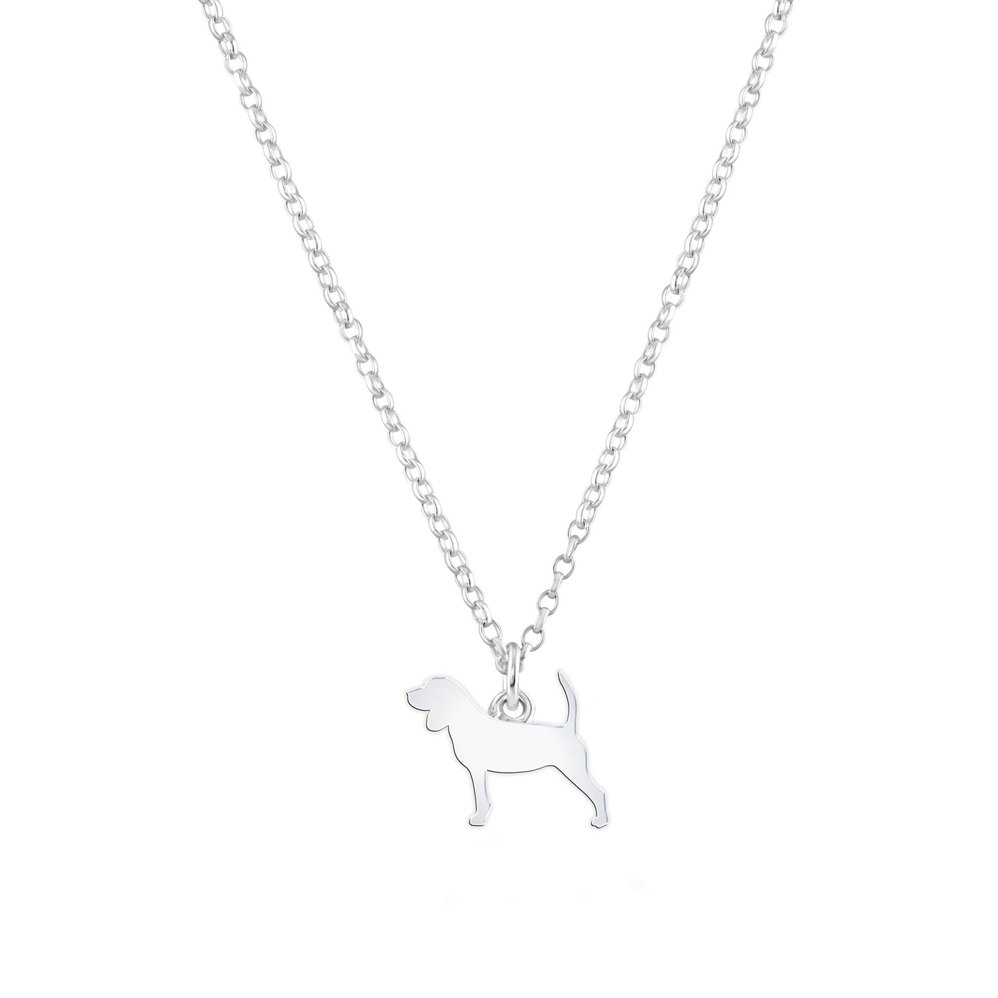 Beagle Silhouette Silver Necklace - Personalised - MYLEE London