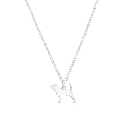 Beagle Silhouette Silver Necklace - Personalised - MYLEE London