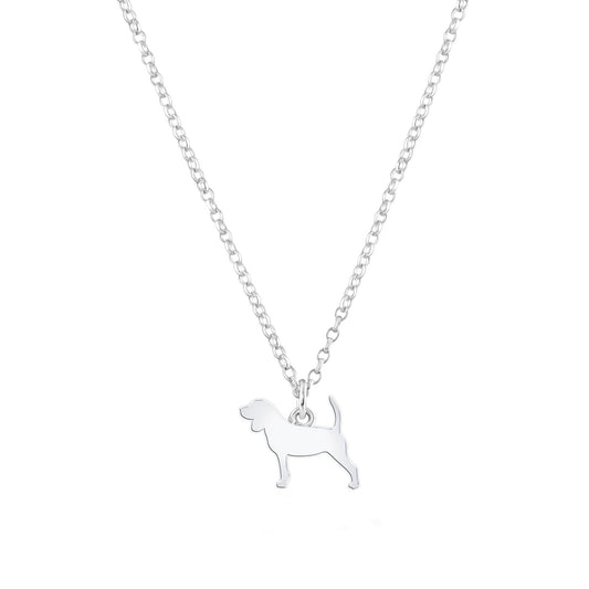 Beagle Silhouette Silver Necklace - Personalised - MYLEE London