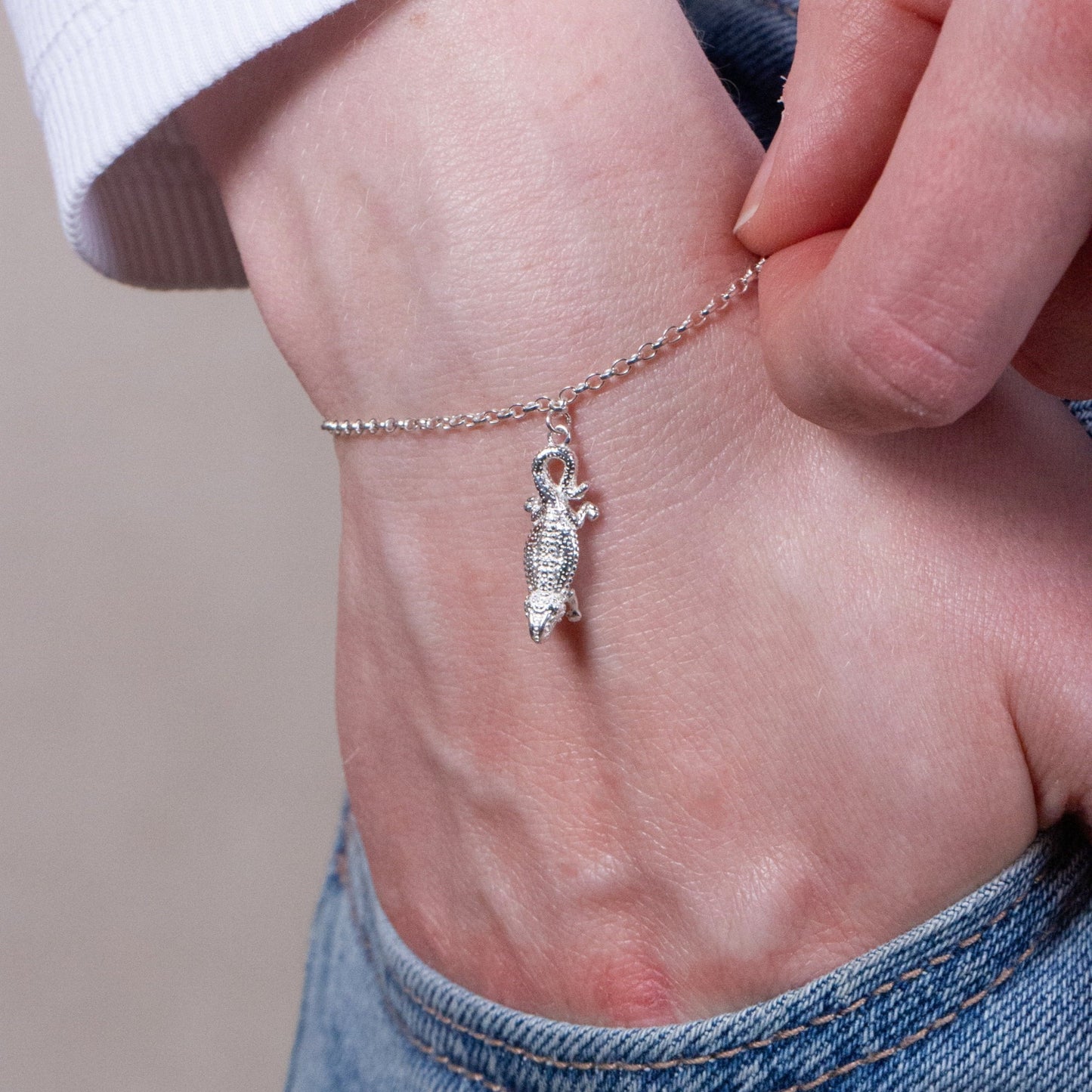 Bearded Dragon Dainty Chain Bracelet - Personalised - Sterling Silver - MYLEE London