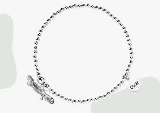 Bearded Dragon Silver Ball Bead Bracelet - Personalised - MYLEE London