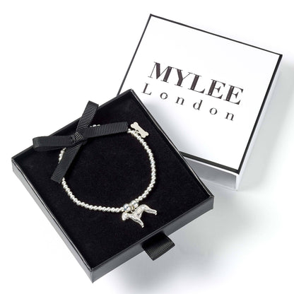 Bedlington Terrier Silver Ball Bead Bracelet - Personalised - MYLEE London